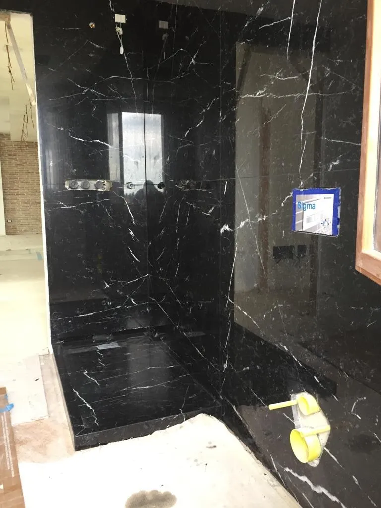 Nero Marquina shower on site